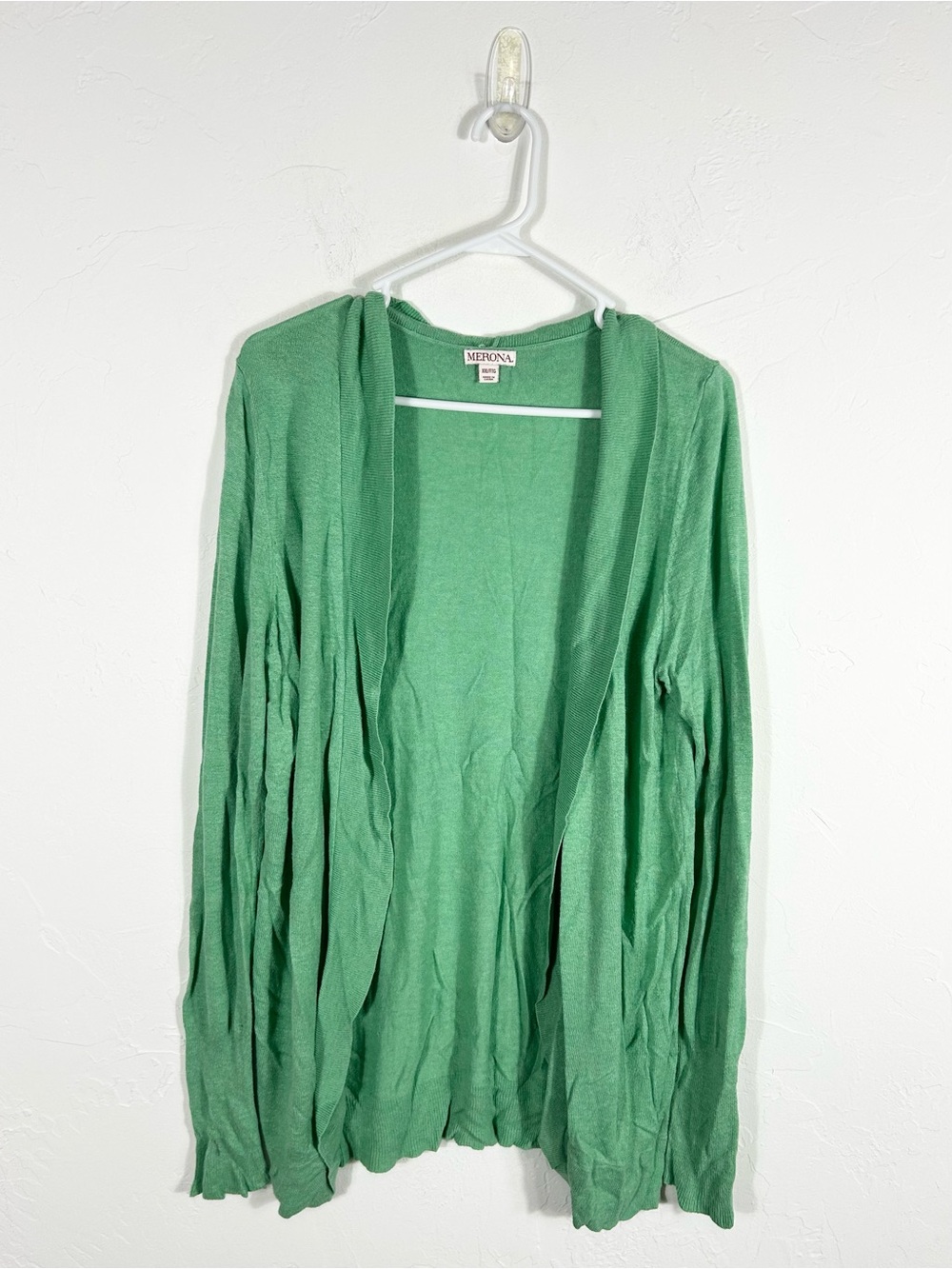 Merona Open Front Cardigan Lightweight Knit Green Sweater Size XXL